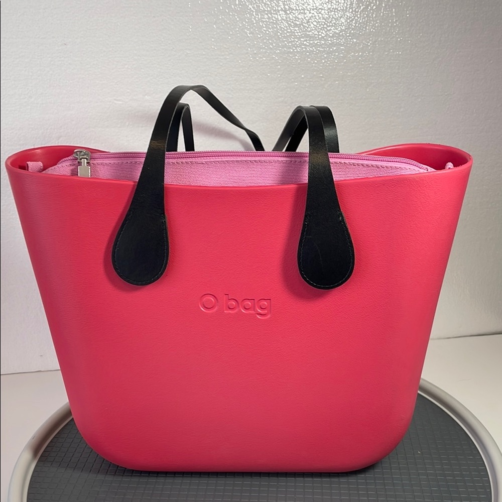Vibrant Pink Tote with Black Handles